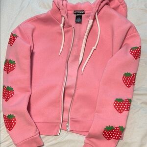 Pink Hoodie with Strawberry Print